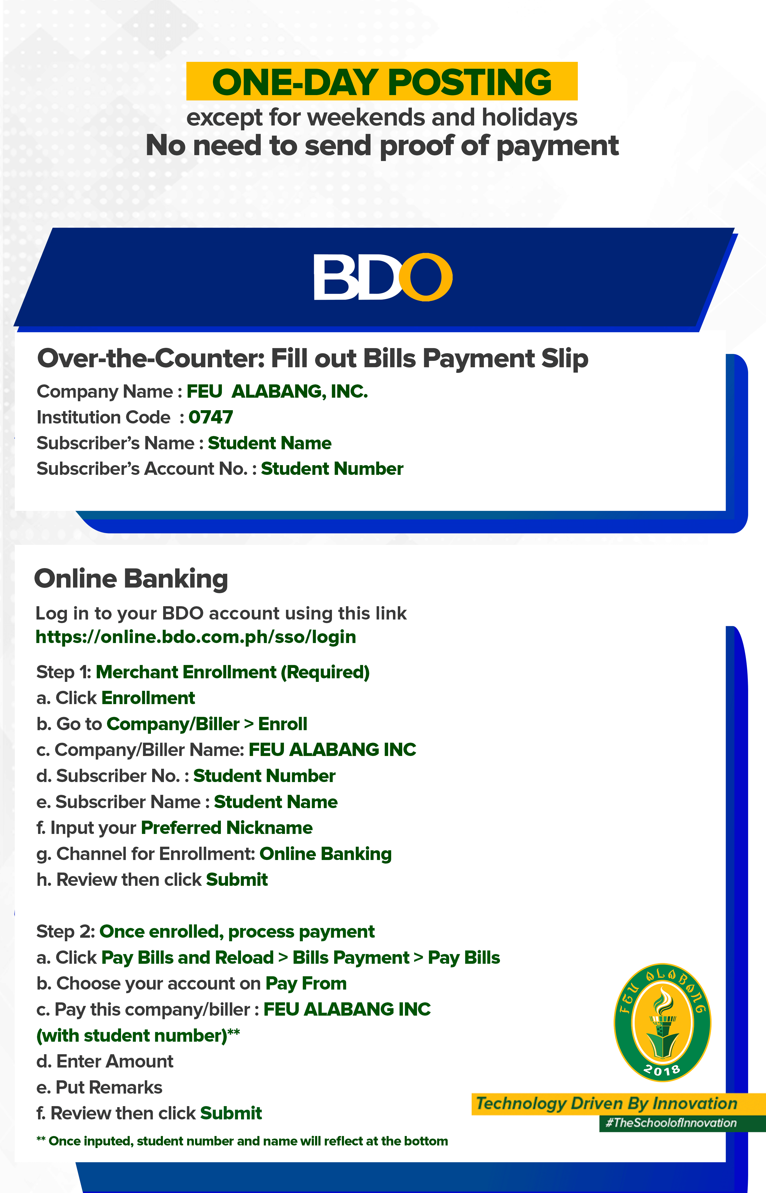 BDO Bills Payment Instructions